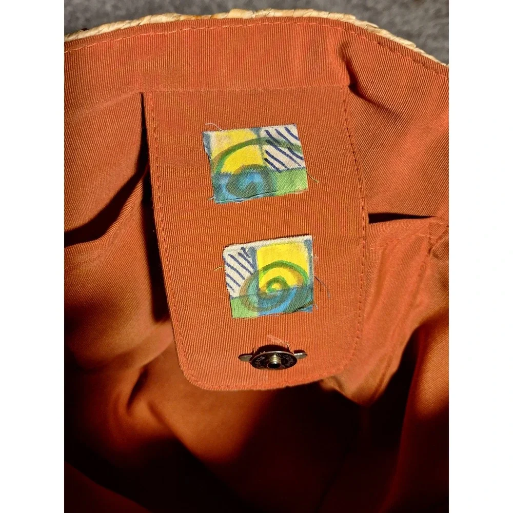 Sicilian Coffa Straw Tote Bag Sun Face Tassels PomPom Beach Vacation Handmade - Picture 9 of 11